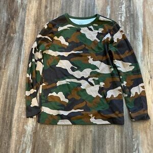 Wonder Nation Green and Brown Camouflage Long Sleeve Tee